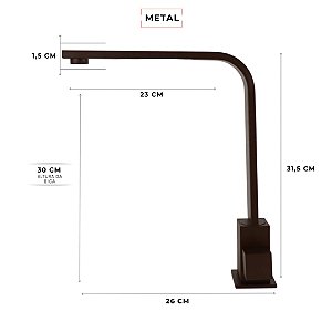 TORNEIRA BICA MÓVEL QUADRITT SLIM BANCADA COZINHA 4042 AÇO CORTEN