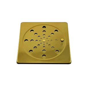 TAMPA P/ RALO GRELHA QUADRADO 9,5 X 9,5 CM DOURADO