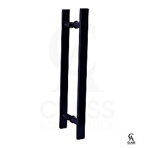 Puxador Duplo 50 Cm 1 1/4 Preto Fosco-porta Madeira/vidro