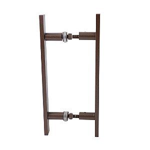 PUXADOR DUPLO 30 CM - 1 AÇO CORTEN PORTA MADEIRA/VIDRO