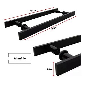PUXADOR DUPLO 50 CM - 1 PRETO FOSCO PORTA MADEIRA/VIDRO