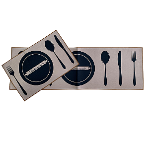 Kit Tapetes E Passadeira Antiderrapante Para Cozinha 2 peças