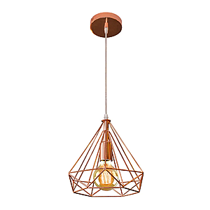 Pendente Aramado Tetra Metal Cor Cobre Soquete  E-27