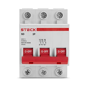 Disjuntor Steck 10 Amperes a 100A Tripolar Din Curva C