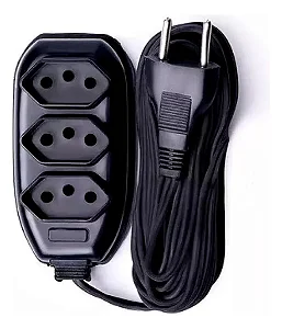 Extensão Elétrica Bivolt 3 Metros 10A Preta