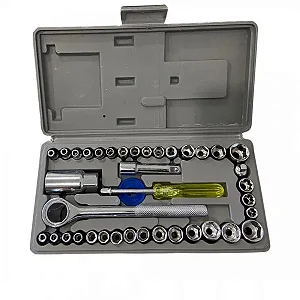 Jogo de Chave Catraca Reversível com Soquetes Sextavados - 40 Peças