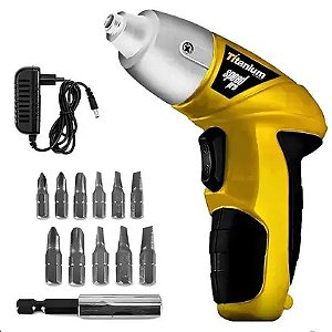 Parafusadeira 4.8V Titanium – Carregador + Kit de Bits