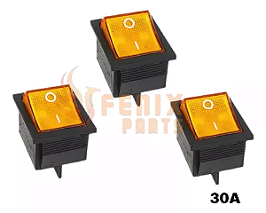 Botão / Chave Ambar para Forno Titan 20A-110/220 - 3 Unid