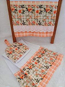 Duo Pano de Prato e Bate Mão Floral Premium