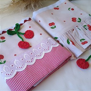 Kit com 2 Panos de Prato - Estampa Cerejinha 🍒