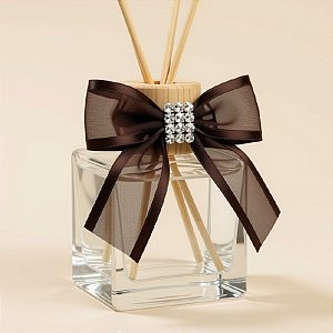 Laço Com Strass Prata - Marrom - 8x8cm - 1 unidade - Rizzo