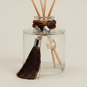 Cordão Decorativo Com Pompom E Pingente Gota - Marrom Com Prata - 33,5cm - 1 unidade - Rizzo