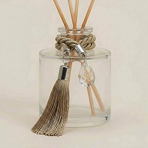 Cordão Decorativo Com Pompom E Pingente Gota - Caqui Com Prata - 33,5cm - 1 unidade - Rizzo