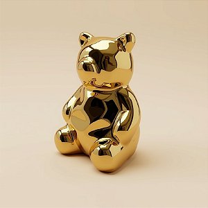 Urso Decorativo de Cerâmica - Dourado - 6cm - 1 unidade - Rizzo