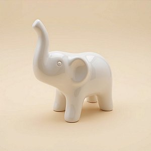 Elefante Decorativo de Cerâmica - Branco - 7cm - 1 unidade - Rizzo