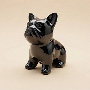 Cachorro Decorativo de Cerâmica - Preto - 7,6x6,4x3,8cm - 1 unidade - Rizzo