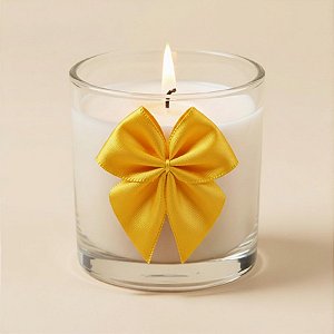 Lacinho de Fita de Cetim Amarelo Canario 22mm - 5cm - Cor 242 - 12 unidades - Progresso - Rizzo
