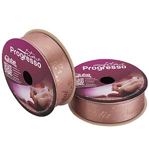 Fita de Cetim ECF005H 22 mm - Cor 876 - Frase Feliz Natal - Rolo 10 Metros - 1 unidade - Fitas Progresso - Rizzo