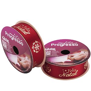 Fita de Cetim ECF003H 22 mm - Cor 869 Feliz Natal - Rolo 10 Metros - 1 unidade - Fitas Progresso - Rizzo
