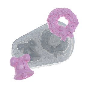 Molde de Silicone Guirlanda e Sino de Natal - 1 unidade - Flexarte - Rizzo