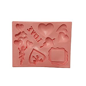 Molde de Silicone "Corações Love" - Ref. S452 - 1 unidade - Molds Planet - Rizzo