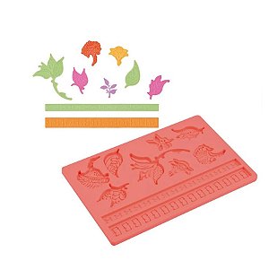 Molde De Silicone Confeitaria - Folhas Sortidas - FT206 - 1 unidade - Rizzo