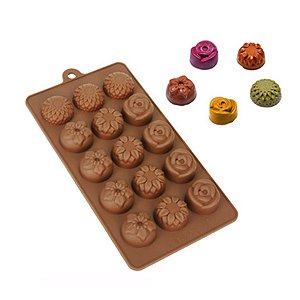 Molde Silicone Chocolate - Flores Sortidas - FT004 - 1 unidade - Rizzo