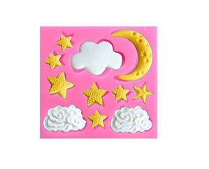 Molde de Silicone Nuvem, Estrela e Lua S298 Molds Planet Rizzo Confeitaria