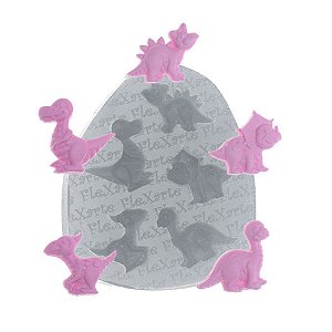 Molde de Silicone Mini Baby Dinossauros Ref. 388 Flexarte