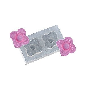 Molde de silicone Par de Joias Quadrada com Pérola Ref. 518 Flexarte