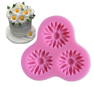 Molde de silicone Margaridas S102 Molds Planet Rizzo Confeitaria
