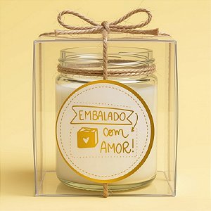 Adesivo "Embalado Com Amor" - Ref.2120 - Hot Stamping - 2,5x2,5cm - 50 unidades - Stickr - Rizzo