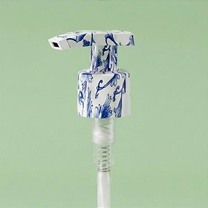 Válvula Pump Reto - Floral Branco e Azul - 1 unidade - Rizzo