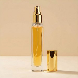Frasco de Vidro Quadrado com Tampa Spray Ouro - 10ml - 1 unidade - Rizzo