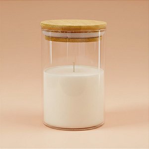 Pote de Vidro Hermético com Tampa de Bambu - 13x7cm - 320ml - 1 unidade - Rizzo