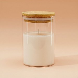 Pote de Vidro Hermético com Tampa de Bambu - 11x7cm - 250ml - 1 unidade - Rizzo