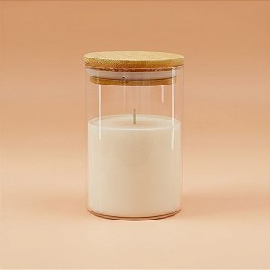 Pote de Vidro Hermético com Tampa de Bambu - 9x7cm - 200ml - 1 unidade - Rizzo
