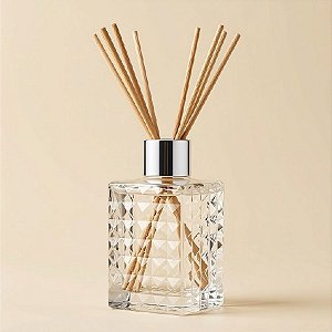 Frasco para Aromatizador e Difusor de Vidro Bucarest com Tampa Prata - Transparente - 70ml - 1 unidade - Rizzo