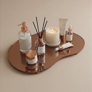 Bandeja Mesa Orgânica Com Pé - Rose Espelhada - 20x30cm - 1 unidade - Rizzo