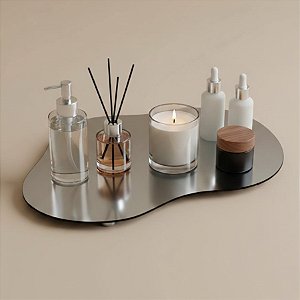 Bandeja Mesa Orgânica Com Pé - Fume - 20x30cm - 1 unidade - Rizzo