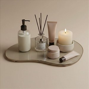 Bandeja Mesa Orgânica Com Pé - Nude - 16x22cm - 1 unidade - Rizzo