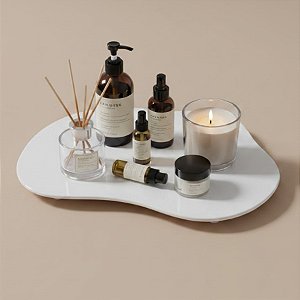 Bandeja Mesa Orgânica Com Pé - Branco - 16x22cm - 1 unidade - Rizzo