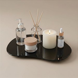 Bandeja Mesa Orgânica Com Pé - Preto - 16x22cm - 1 unidade - Rizzo