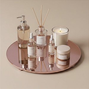 Bandeja Mesa Disco Com Pé - Rose Espelhada - 19cm - 1 unidade - Rizzo
