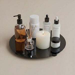 Bandeja Mesa Disco Com Pé - Preto - 19cm - 1 unidade - Rizzo