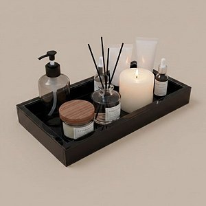 Bandeja Caixa Retangular - Preto - 10x20cm - 1 unidade - Rizzo