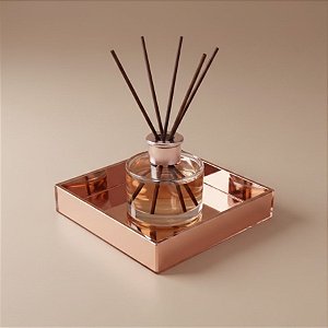 Bandeja Caixa Quadrada - Rose Espelhada - 10x10cm - 1 unidade - Rizzo
