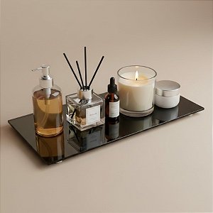 Bandeja Mesa Retangular Com Pé - Preto - 10x20cm - 1 unidade - Rizzo