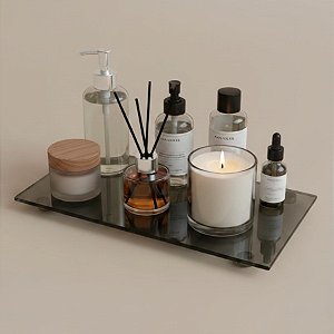 Bandeja Mesa Retangular Com Pé - Fume - 10x20cm - 1 unidade - Rizzo