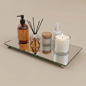 Bandeja Mesa Retangular Com Pé - Espelho - 10x20cm - 1 unidade - Rizzo